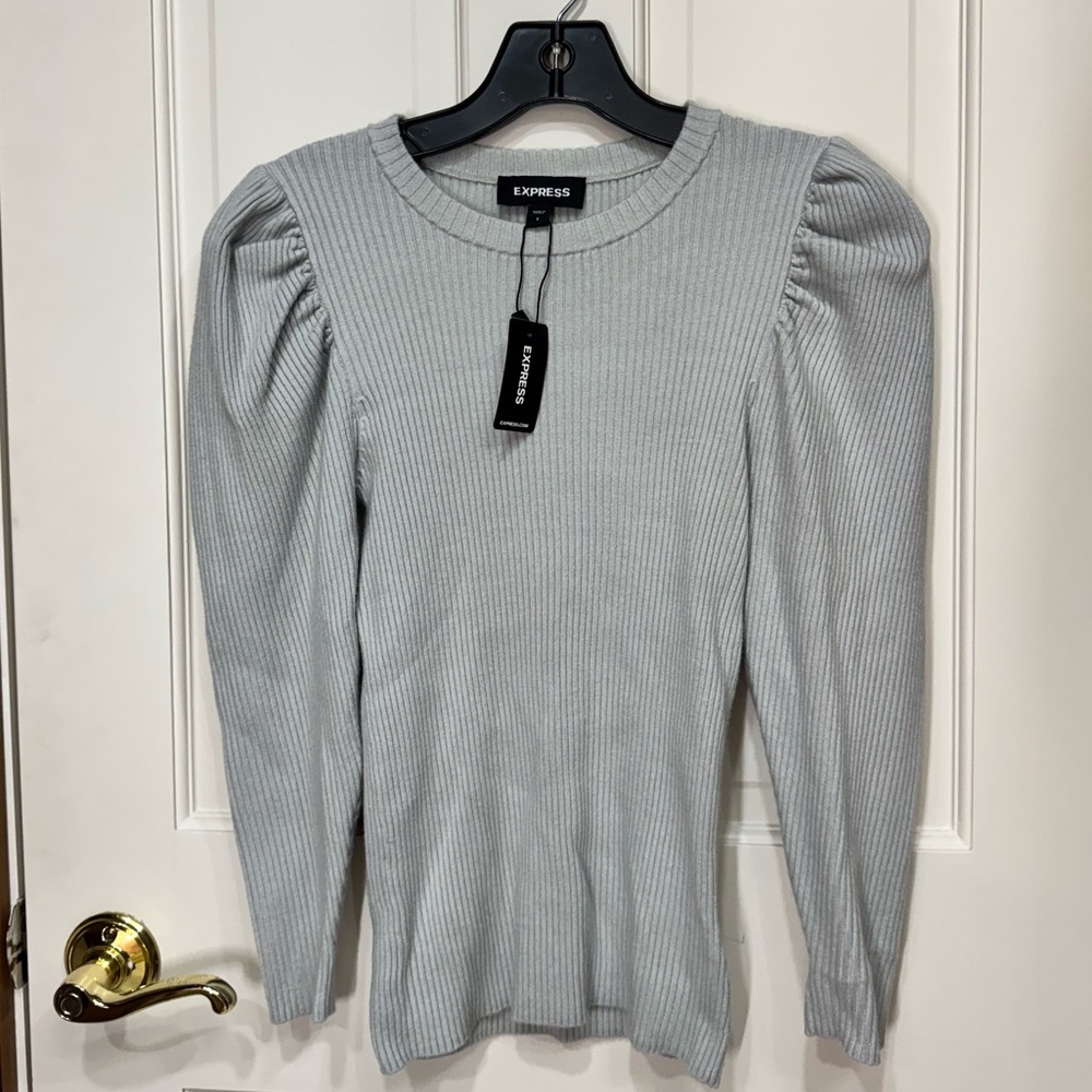 Express Ribbed Puff Sleeve Sweater Size Small NWT